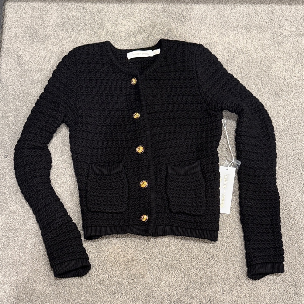bishop + young Bristol Black Textured Cardigan